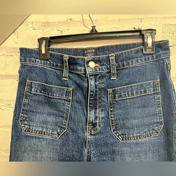 J.Crew High-Rise Slim Wide-Leg Cropped Jeans Dark Wash Front Pockets Size 28 - Picture 3 of 6